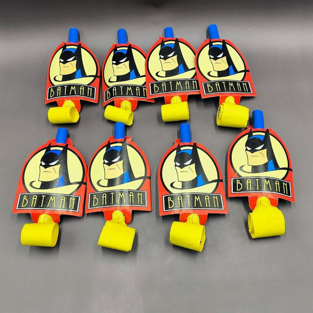 Vintage 1992 Batman Party Favor Supplies Blowouts Unused Red Yellow Blue